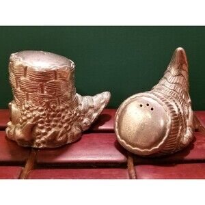 Vintage Kirk Stieff Pewter Cornucopia Horn Of Plenty Salt & Pepper Shakers